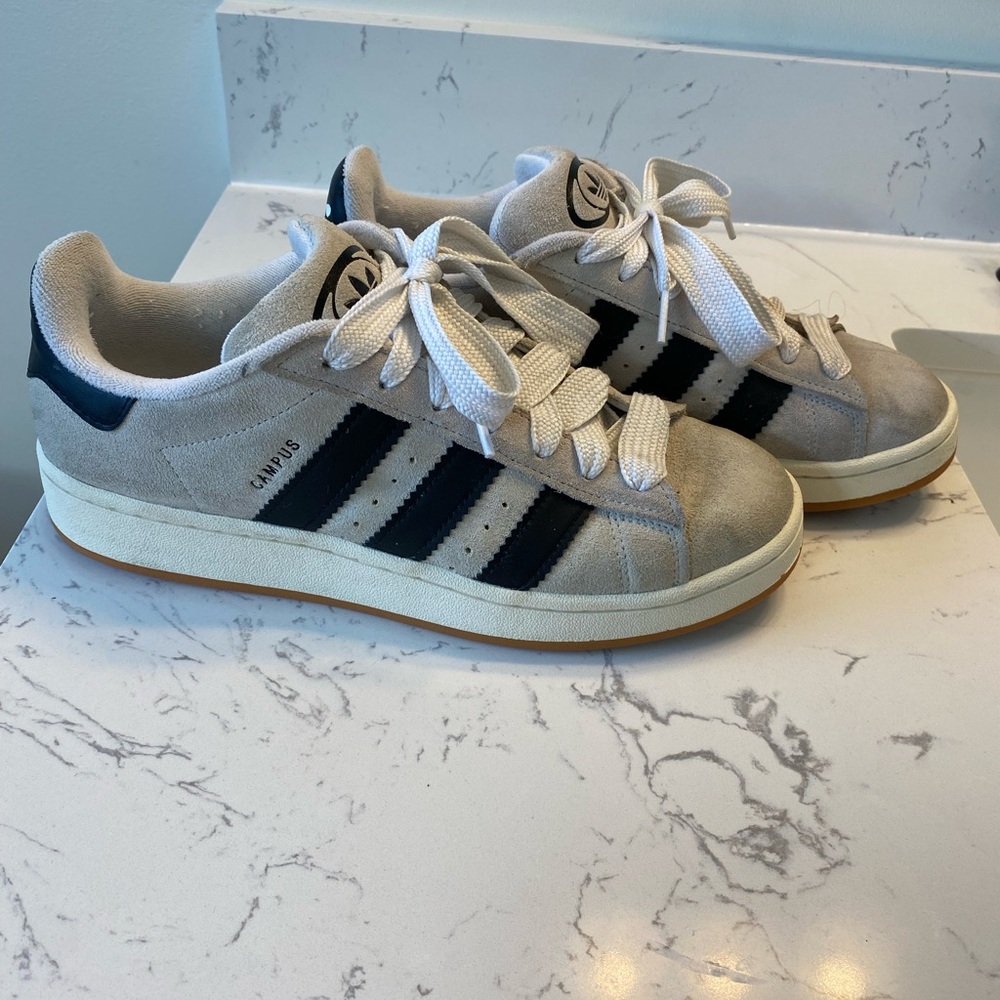 Adidas Campus Sneakers in Cream/Grey and Black